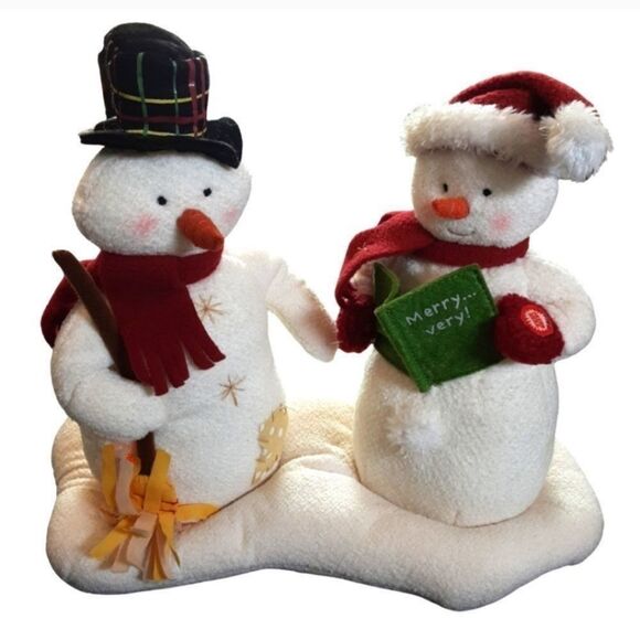 Vintage Christmas Snowpeople Decoration Large Stuffed Frosty With Friend - Picture 9 of 10